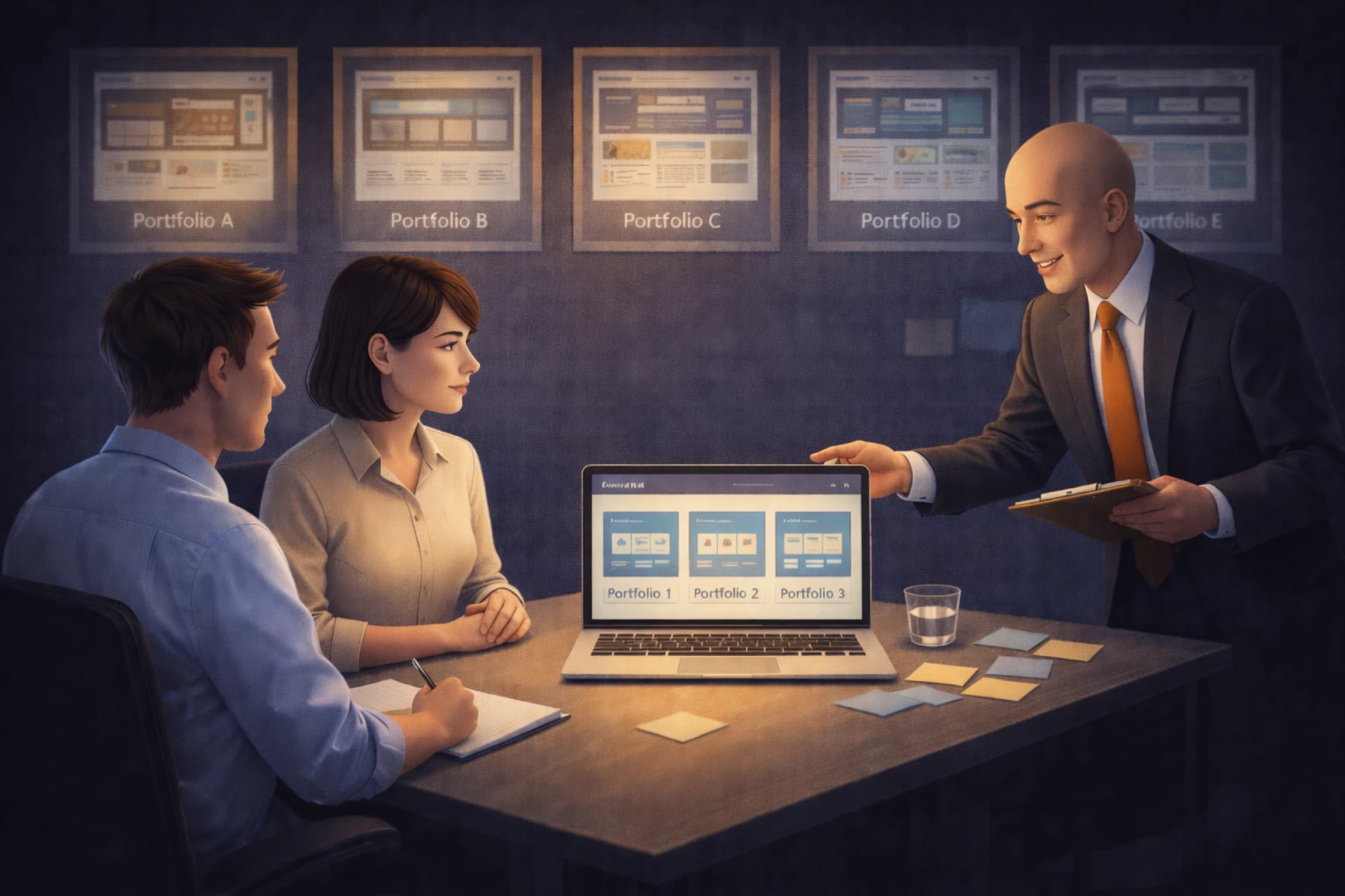 구조와 기준을 검토한 뒤 결과물을 확인하는 흐름을 표현한 이미지