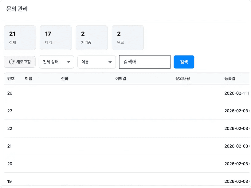 문의 인박스 관리