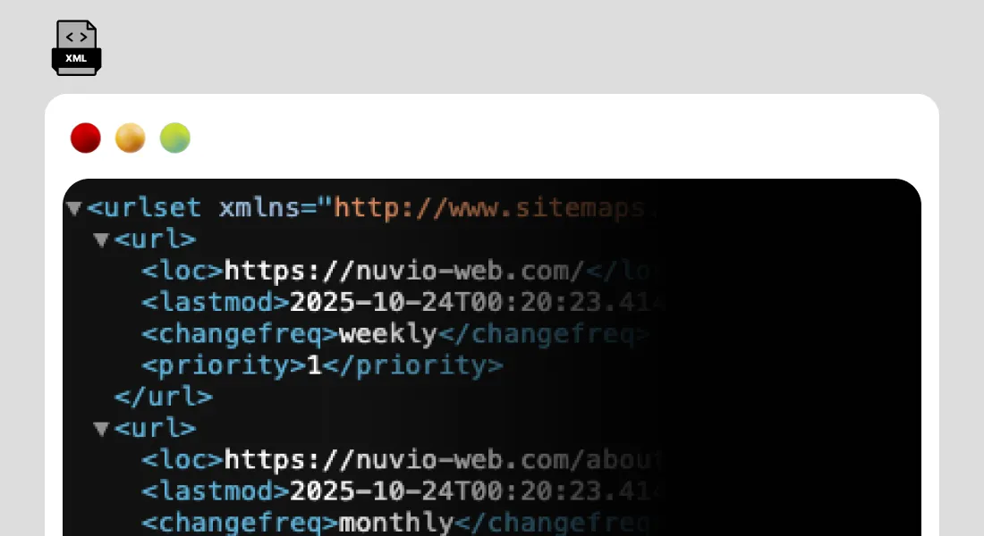 사이트맵 XML 파일을 통해 홈페이지 구조를 분석하는 장면