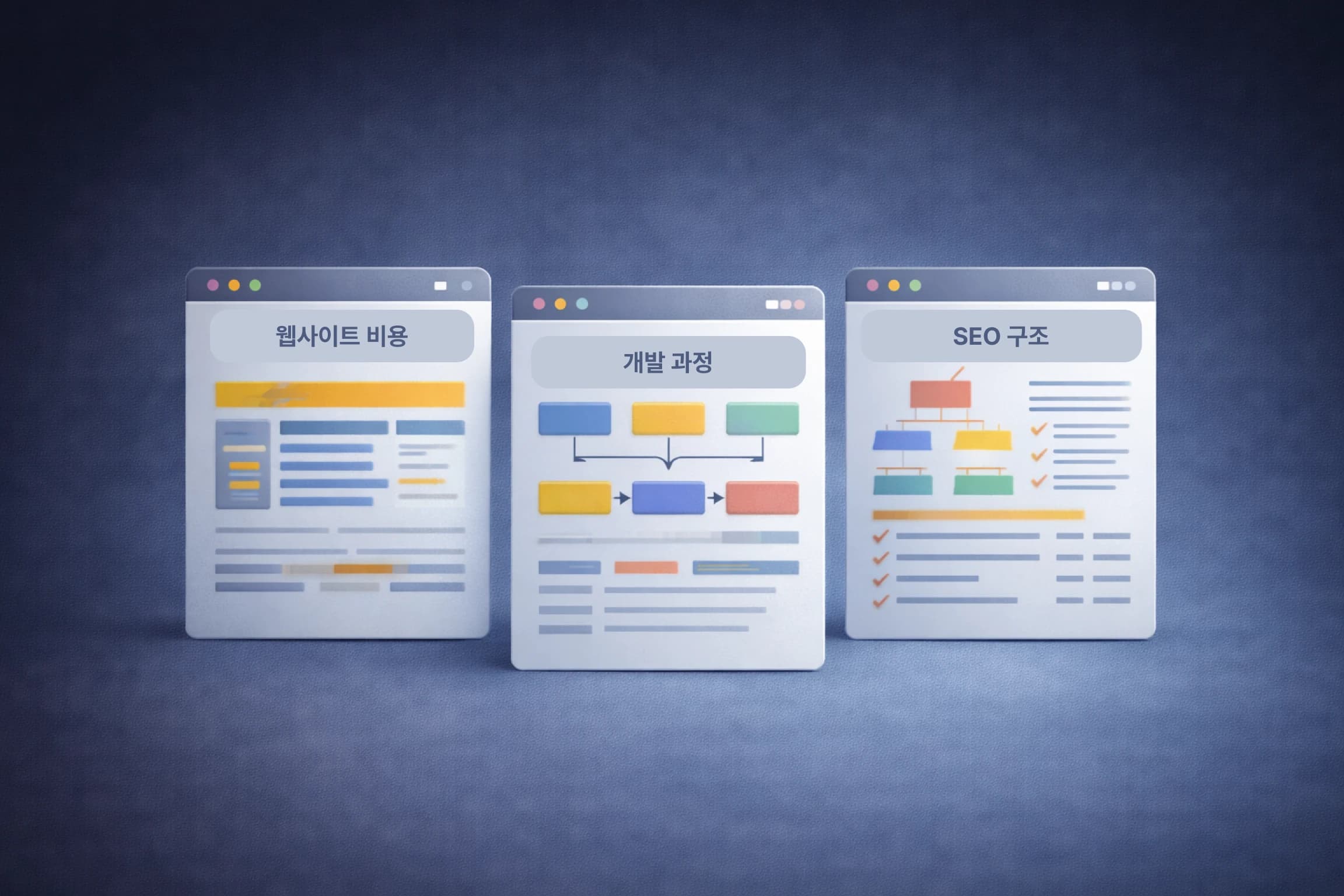 각 페이지가 명확한 주제를 가지는 홈페이지 구조를 표현한 이미지