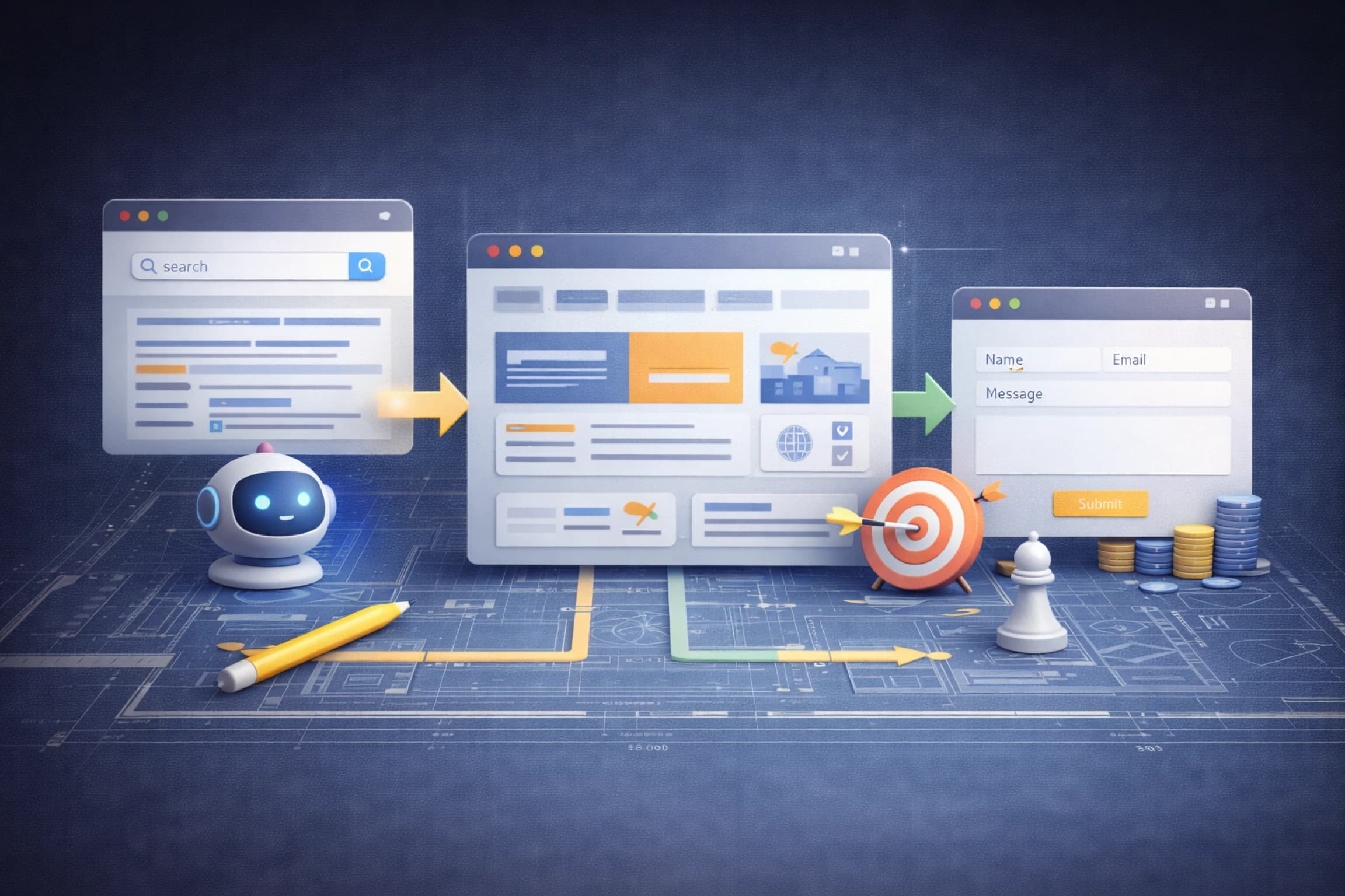 검색 흐름부터 문의 전환까지 설계된 홈페이지 구조 이미지